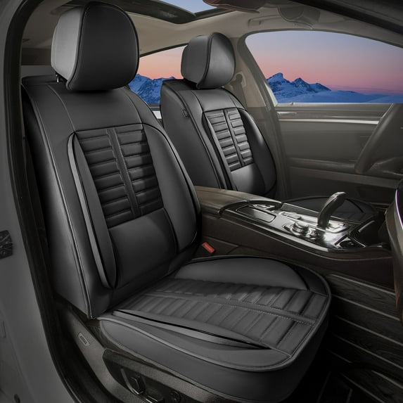 Jiamaoxin Car Seat Covers Fit for Kia Seltos 2020-2025: 2PCS Front Seat Cover Waterproof Leather Vehicle Seat Cushion(2 Seats, Black)