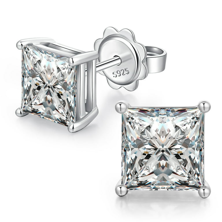 Jiamiaoi 18k White Gold Plated 925 Sterling Silver Sparkly Cubic