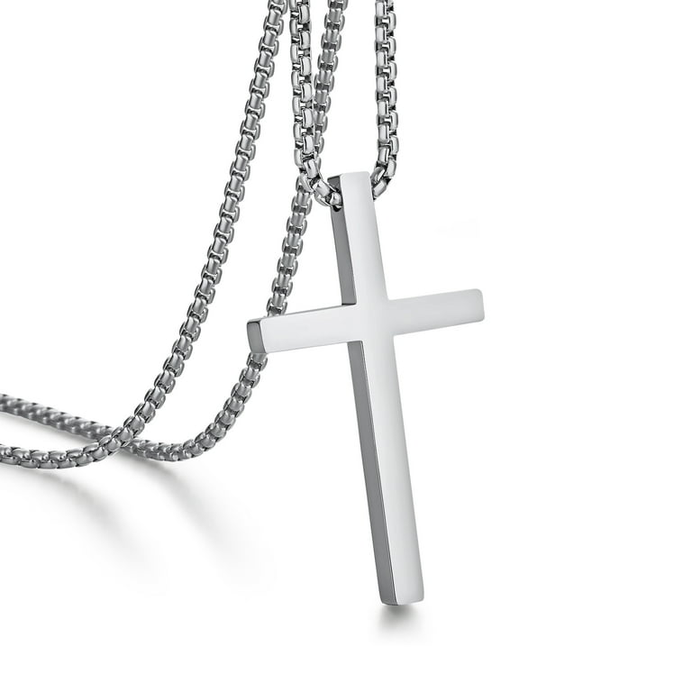 Stainless Steel Cross Pendant Men's 22in Necklace Stainless Steel Cross Pendant Men's 22in Necklace