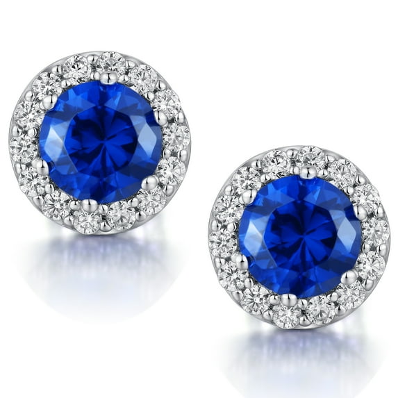 Jiamiaoi Halo Earrings 18K White Gold Plated Stud Earrings for Women 925 Sterling Silver Cubic Zirconia Earrings Studs Flat Diamond Stud Earrings Silver Earrings for Women