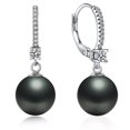 thumbnail image 1 of Jiamiaoi Pearl Dangle Earrings 8mm-10mm, 925 Sterling Silver Pearl Drop Earrings with Cubic Zirconia, Hypoallergenic Pearl Earring Leverback Pearl Earrings Drop Ideal Gift for Women, 1 of 7