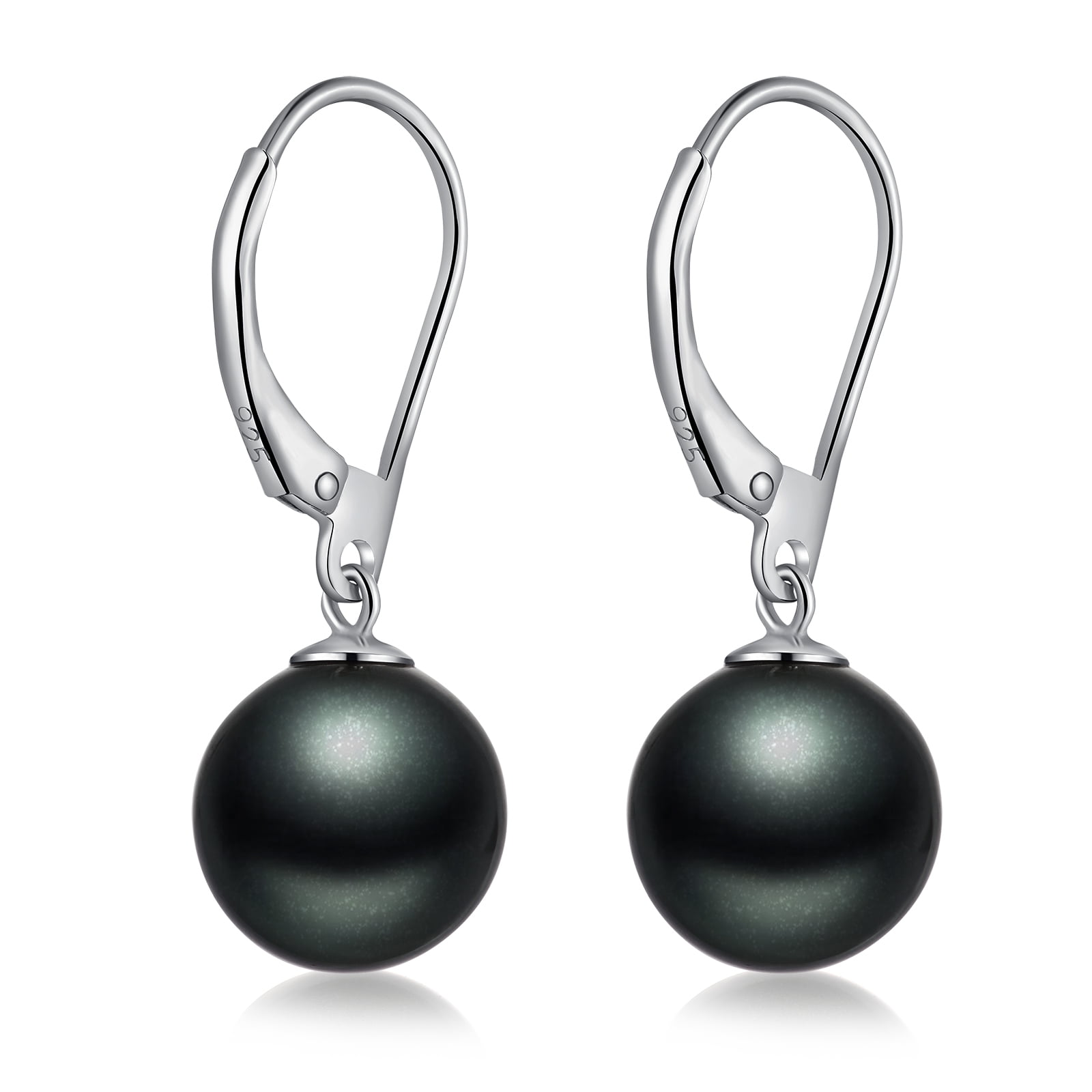 Jiamiaoi Pearl Dangle Earrings Sparkly Diamond Pearl hoop Earrings Pearl Drop Earrings Sterling Silver Pearl Earring Drop