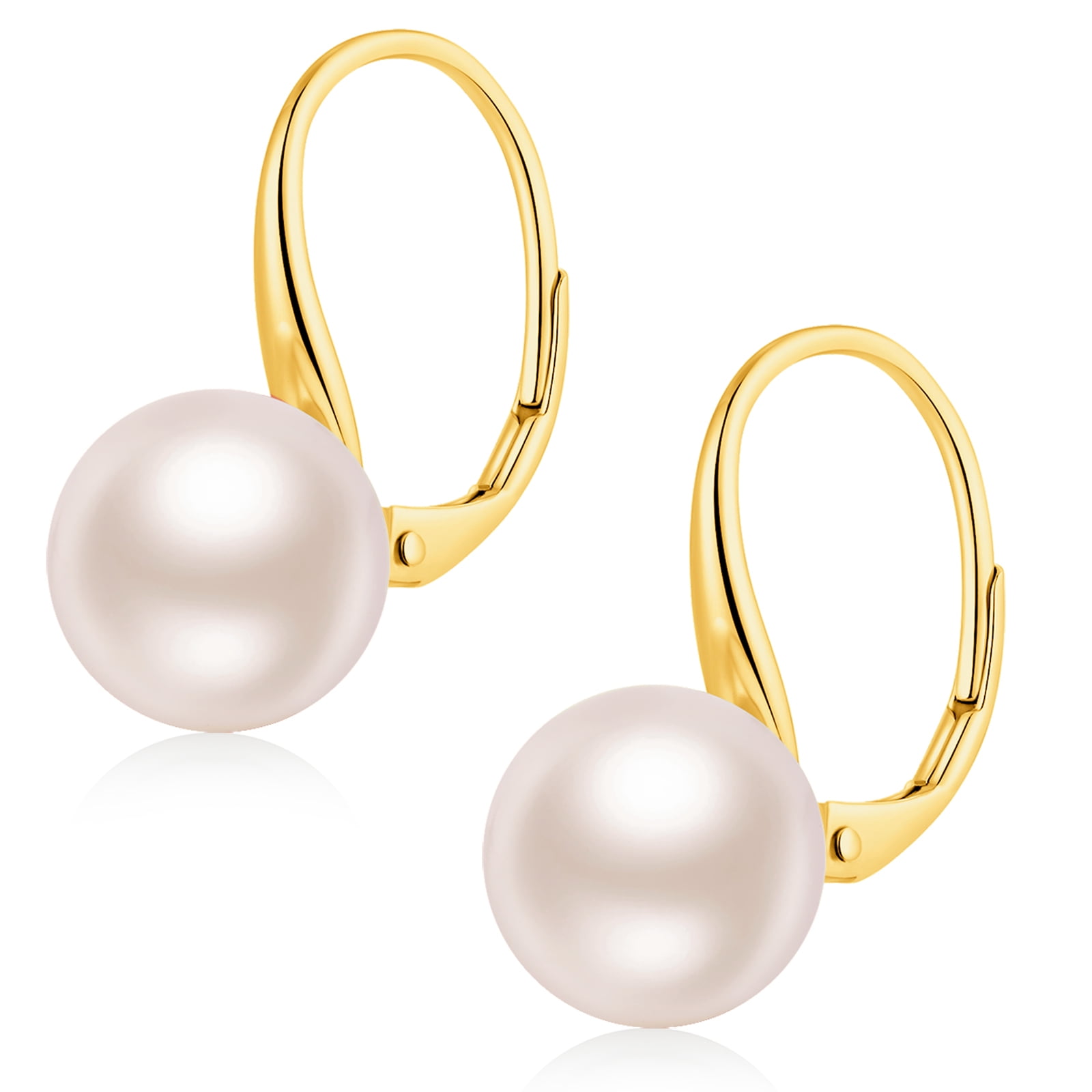 Jiamiaoi Pearl Dangle Earrings Sparkly Diamond Pearl hoop Earrings Pearl Drop Earrings Sterling Silver Pearl Earring Drop
