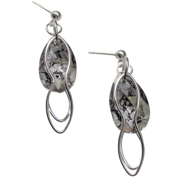 Jiana Deon 925 SS Adult Female Desi Dangle Earrings, Swarovski Patina Crystal