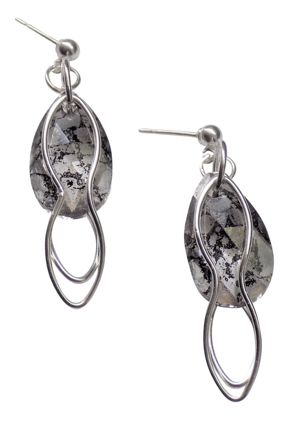 925 SS Adult Female Desi Dangle Earrings, Swarovski Patina Crystal