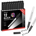 thumbnail image 1 of Jianbai Permanent Markers, 0.7mm Medium Point, Black, 12 Count, 1 of 9