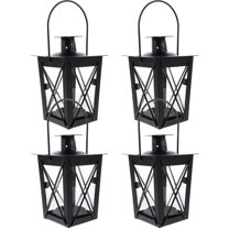 Jiandong Candlestick Lamp 4 Vintage Metal Lantern Tealight Holders for Wedding & Parties(3.54X2.17X6.69Inch)