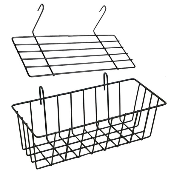 Jiandong Grid Wall Basket Creative Hanging Basket Grid Wall Storage with Shelve (Black)(9.06X3.94X3.15Inch)