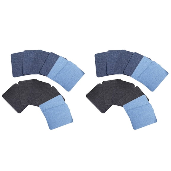 Jiandong Jeans Repair Kit 24pcs Fabric Patches for Jean Repair (Sky Blue, Dark Blue, Black)(4.92X3.74X0.04Inch)