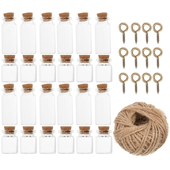 Jiandong Mini Message Jar Wish Bottles Glass Jar Cork Memories Gift with Rope & Nails(1.97X0.79X0.79Inch)