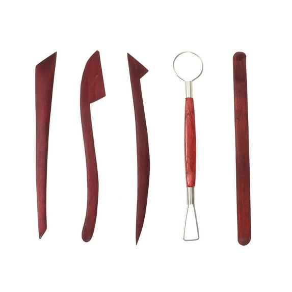 Jiandong Pottery clay tools Pottery Kit Tools Clay Modeling Wooden Carving Engraving Set 5pcs(7.87X0.59X0.2Inch)