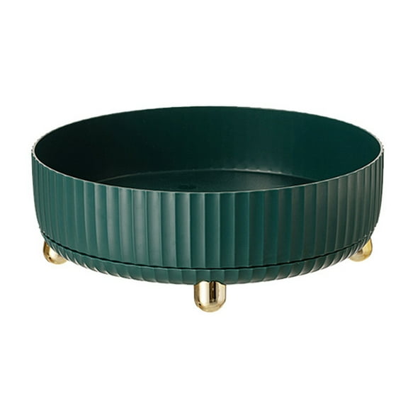 Jiandong Round Makeup Storage Tray Green Vanity Tray for Makeup, Skin Care, Jewelry & Cosmetics Storage(11.02X11.02X3.94Inch)