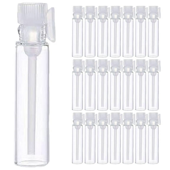 Jiandong Sample Vials 100Pcs 2ML Mini Glass Refillable Sample Vials for Essential Oil & Fragrance(2.01X0.39X0.39Inch)