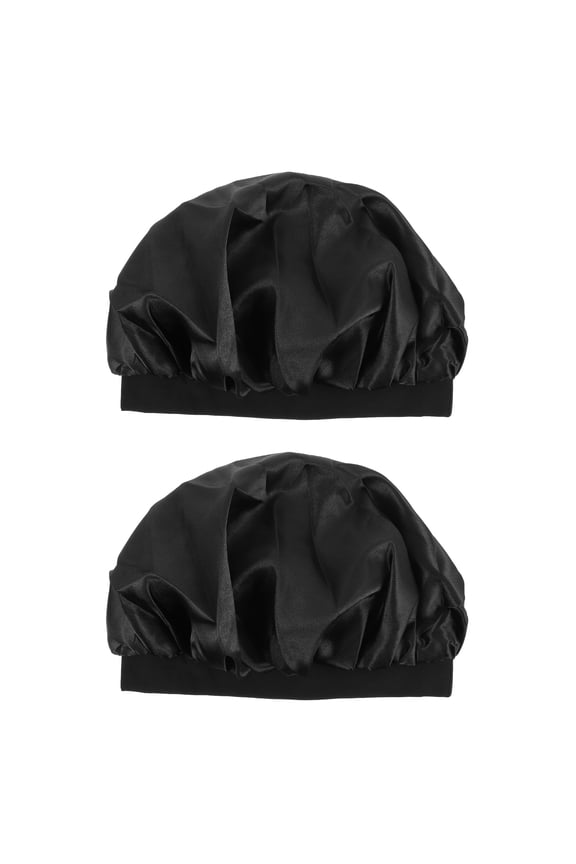 2-Pack Elastic Sleep Caps Wide Side Night Hats for Comfortable and Secure Sleep