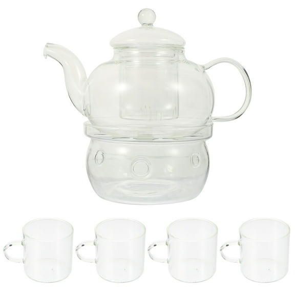 Jiandong Teapot Tea Kettle Glass Teapot Set Water Pot Clear Boiling Whistling Stovetop Maker Strainer Fu Kung Chinese Cups Coffee Asian(7.87X4.72X4.72Inch)
