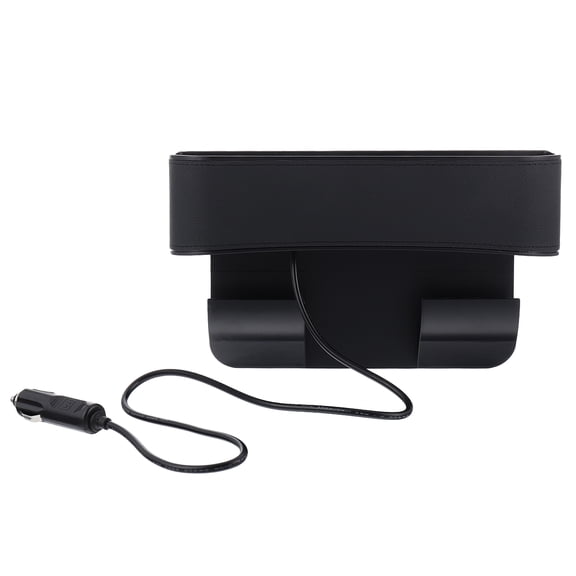 Jiandong USB Car Storage Box Car Seat Gap Filler with Cup Holder & USB Ports - PU Leather Organizer(10.75X6.3X3.07Inch)