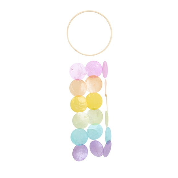 Jiandong Wind Bell Rainbow Capiz Shell Wind Chimes for Patio Garden Yard(14.96X4.72X4.72Inch)