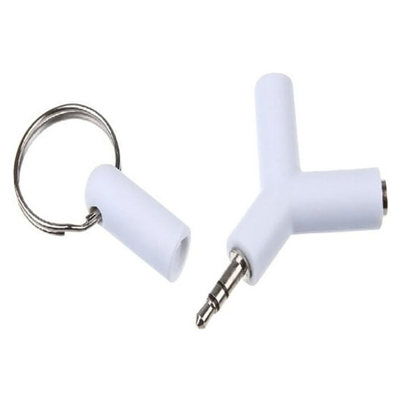 3.5mm Stereo Audio Splitter Adapter for Headphones Earphones White Plastics and Metal 2-Way