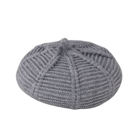 Jiandong kids beret Grey Wool Weaving Kids Girls Berets Wool Hat Baby Solid Color Beanie for Autumn Winter(6.5X6.5X2.17Inch)