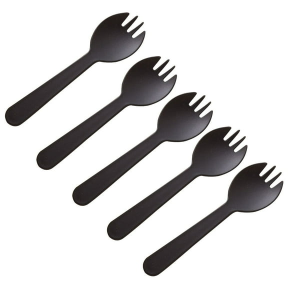 TAILTOSS Dessert Spoons Black Disposable Sporks for Ice Cream and Salad 100Pcs 4.5x1.3x0.2in