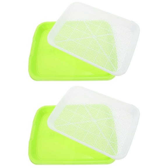 TAILTOSS Green Plastic Tray For Diy Planting 2 Sets 13.36X10.22X2.08in