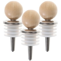 Jiandong wine bottle stoppers 3pcs Stainless Steel Wood Wine Stopper for Wedding & Party(3.23X1.14X1.14Inch)