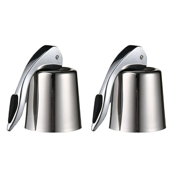 Jiandong wine stopper 2pcs Stainless Steel Champagne Bottle Stoppers - Reusable Saver for Home(2.36X1.97X1.57Inch)