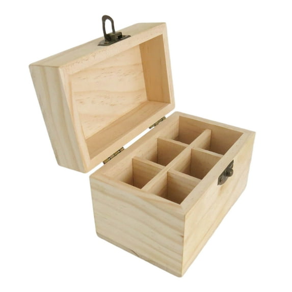 Jiandong wooden box Essential Oil Wooden Storage Box for Travel - 6 Slots(4.61X3.54X3.15Inch)