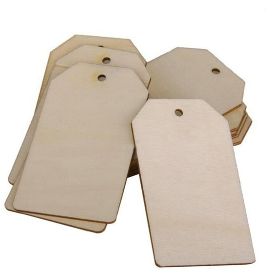 Jiandong wooden chips 10pcs Unfinished Wooden Tags for DIY Nativity Crafts(3.15X1.57X0.08Inch)