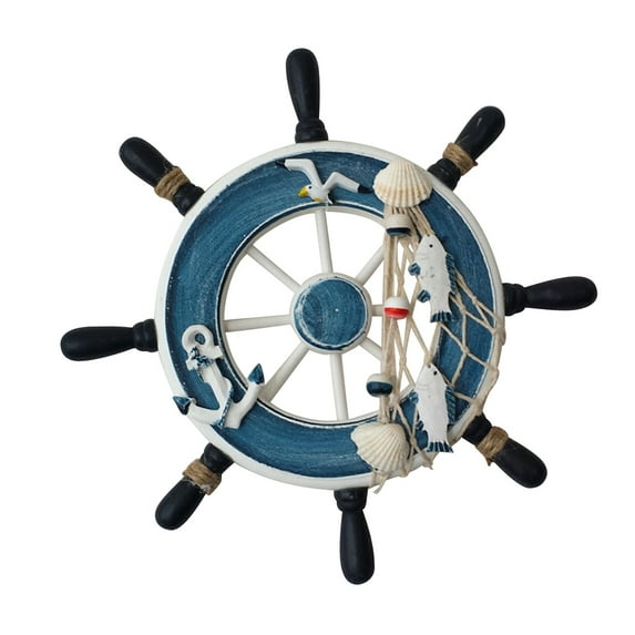 Jiandong wooden ship wheel Nautical Wood Steering Wheel Decor 23cm Beach Wall Decor(9.06X9.06X0.79Inch)
