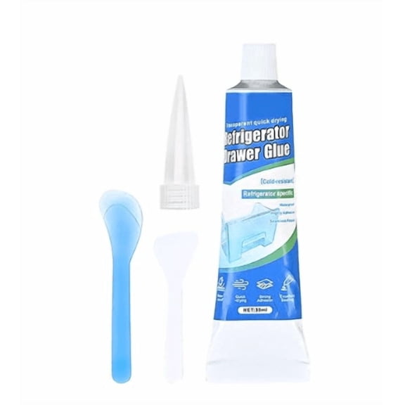 JiangHui Refrigerator Drawer Repair Adhesive, Freezer Crack Fix Glue for PE Plastic & Metal, Strong Flexible Bond, Temperature-Resistant, with Scraping Tool for Home Appliance Repair