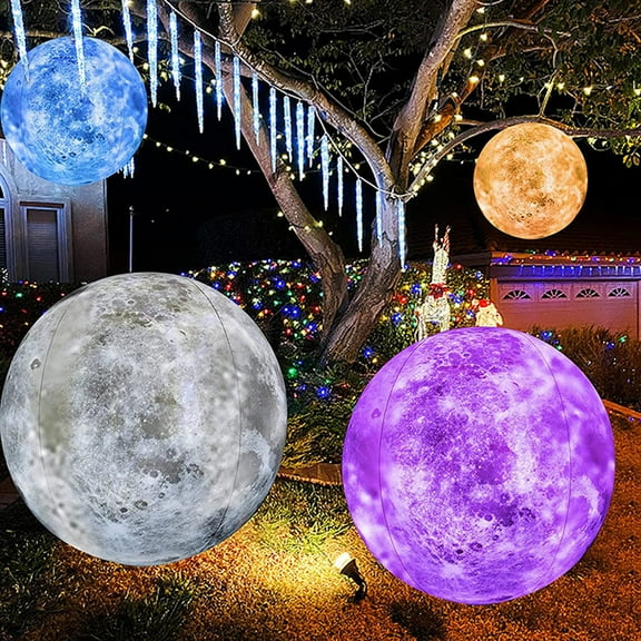 Jiangai LED Light Inflatable Moon Decorative Glowing Sphere For Outdoor Garden Home Party Lighting 40.6X40.6cm Grey