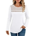 thumbnail image 1 of Womens Long Sleeve Tops Dressy Casual Blouses Business Lace T-Shirts Fall Fashion 2025 Outfits White XL, 1 of 5