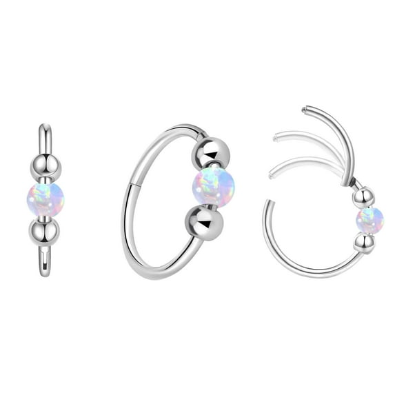 Jiansiiy 18g Opal Nose Rings For Women Nose Hoops 8mm/10mm Steel Nose Rings Piercing Jewelry Can Be Used As A Nose Ring Septum Ring And Cartilage Earring Nose Ring for Women Hoop 7mm Nose Hoop
