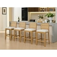 thumbnail image 1 of Jianyuan Song 4 Pcs Rattan Back Bar Stools Set, Solid Wood Bar Height Chairs with Linen Cushion, 38.6" Tall Kitchen Island Stools for Dining Room & Café, Available in Beige, 1 of 13
