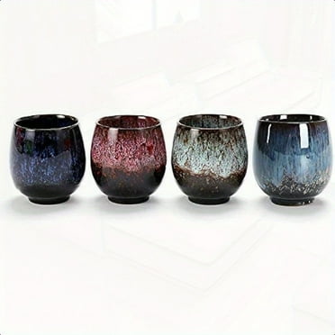 Jianzhan Ceramic Teacup Kung Fu Tea Set Coffee cup Yerba Mate Set Ceramic Mate CupSet of 4 4 colors