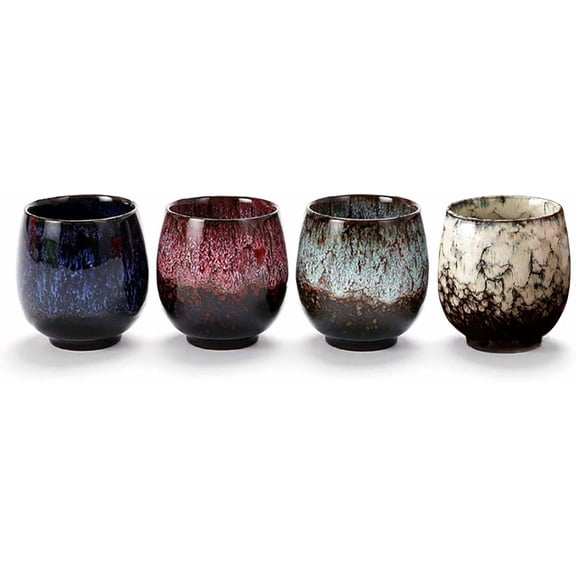 Jianzhan Ceramic Teacup, Kung Fu Tea Set, Coffee cupYerba Mate Set CupSet of 4 (4 colors)