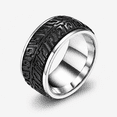 Geometric Rocks With Texture Jiaoiudi Men's Geometric Maze Pattern Wide Band Ring, Stainless Steel ...