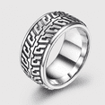 Geometric Rocks With Texture Jiaoiudi Men's Geometric Maze Pattern Wide Band Ring, Stainless Steel ...