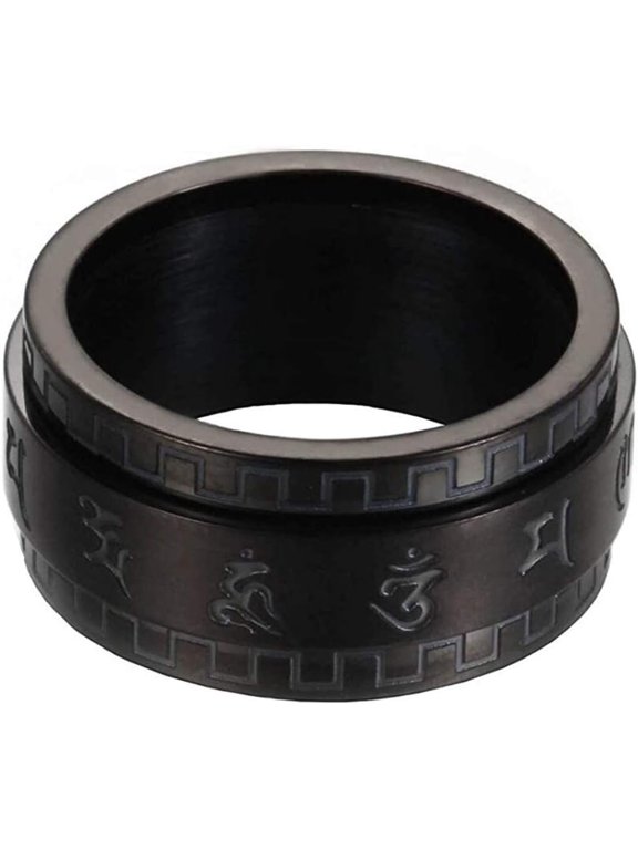Men's Stainless Steel Geometric Pattern Changing Ring,Single Piece for Daily Wear, Sizes 6-10