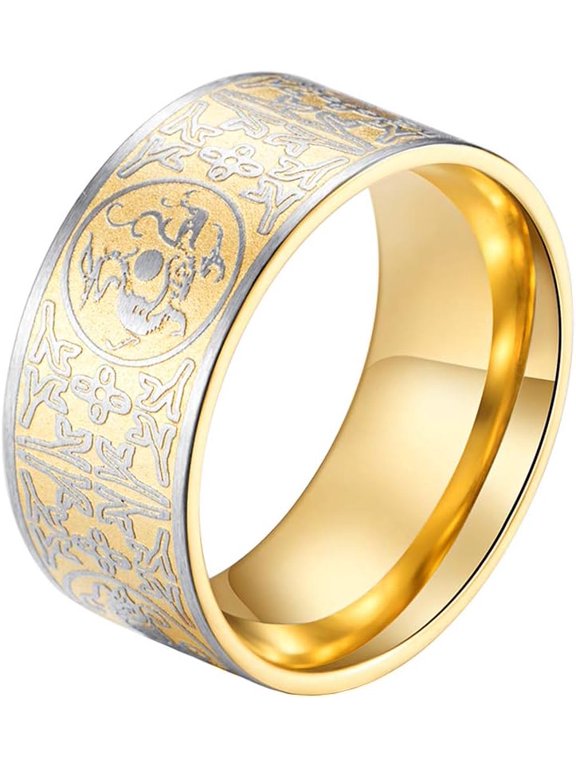 Men's Stainless Steel Rings Chinese Ancient 4 Guardian Beasts Ring Dragon, White Tiger, Suzaku, Basalt