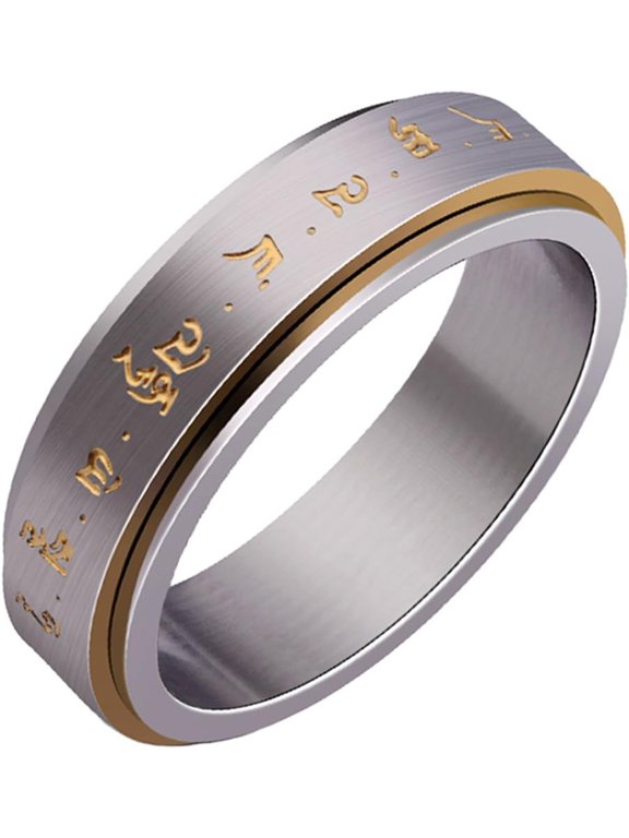 Men's Stainless Steel geometric pattern Lucky Ring,Single Piece for Daily Wear, Sizes 6-12
