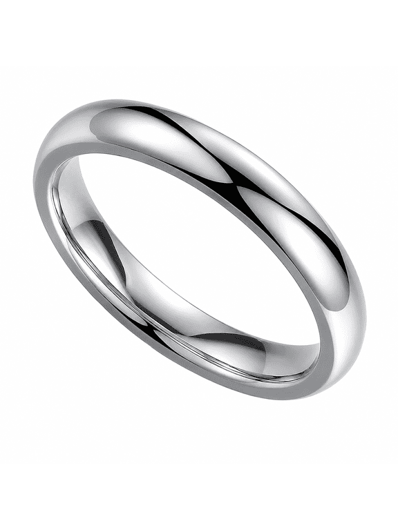 Unisex Stainless Steel 4mm Band Ring, Simple Smooth Rounded Ring for Men and Women, Sizes 6-13, Daily Wear Date Night Promise Gift for Him or Her