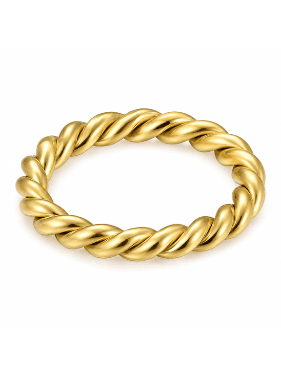 Unisex Stainless Steel Twisted Rope Ring, Rounded Spiral Textured Band, Sculpted Full-Circle Profile, Sizes 5-12, for Work, Dinner and Casual Outings, Birthday Gift