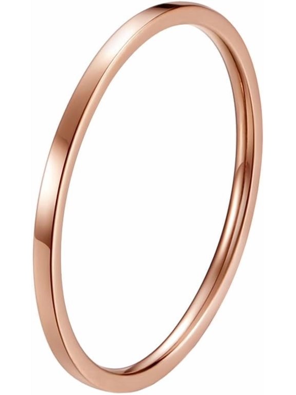 Women's Stainless Steel 1MM Thin Plain Midi Stacking Ring Band Comfort Fit,Single Piece for Daily Wear,Size 3 to 10