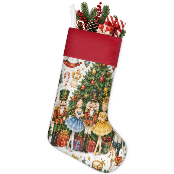 Jiaoprinted 18 Inch Christmas Stocking, Christmas Nutcracker Soldier Soft Large Xmas Decorative Stocking with Hanging Loop for Fireplace Mantel Holiday Decor