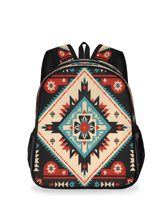 Adult Aztec Flower Travel Backpack, Casual Daypack with Adjustable Shoulder Straps, outhwestern Western Laptop Backpack
