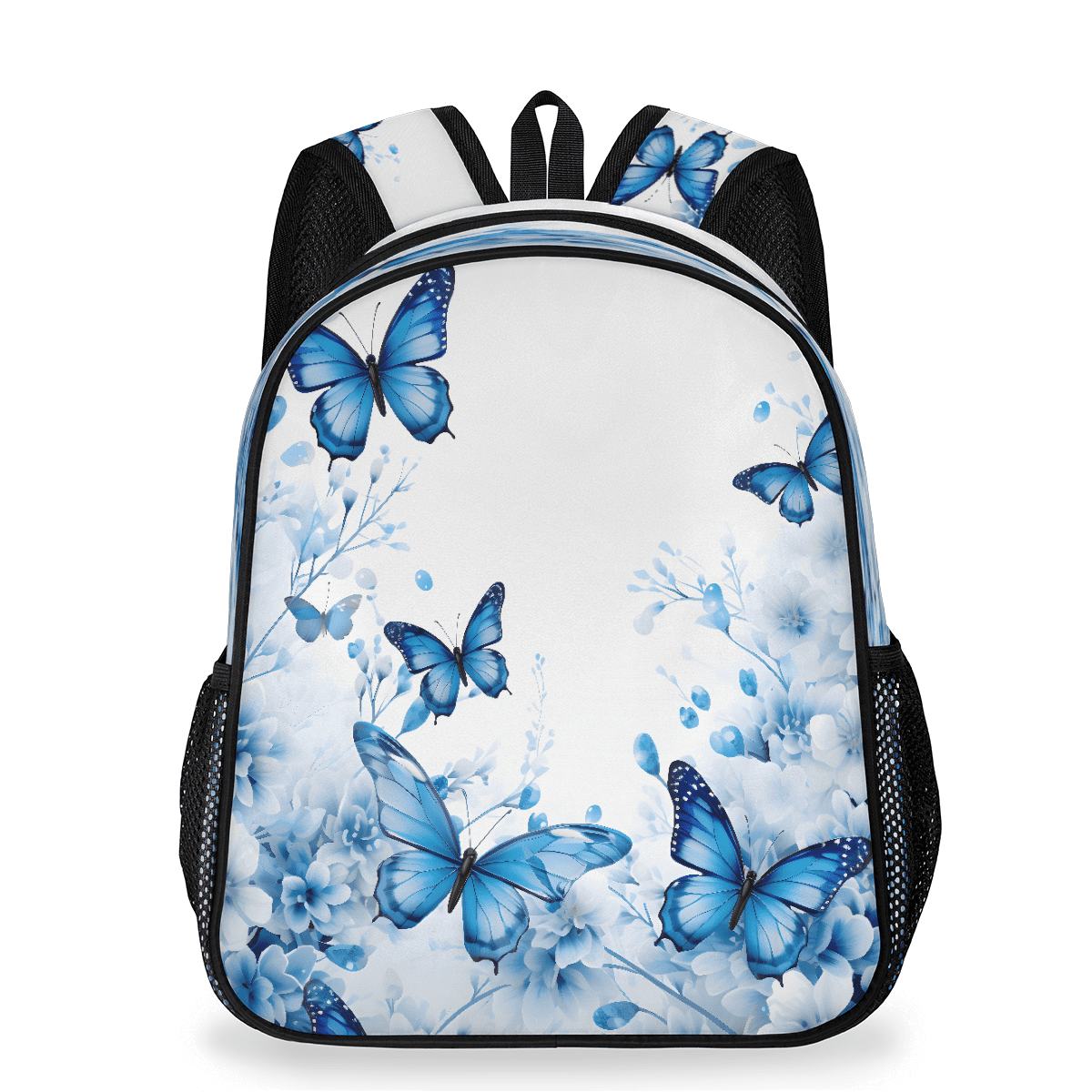 Work By Spring Formula Jiaoprinted Adult Blue Floral Butterfly Backpack, Casual Daypack with ...