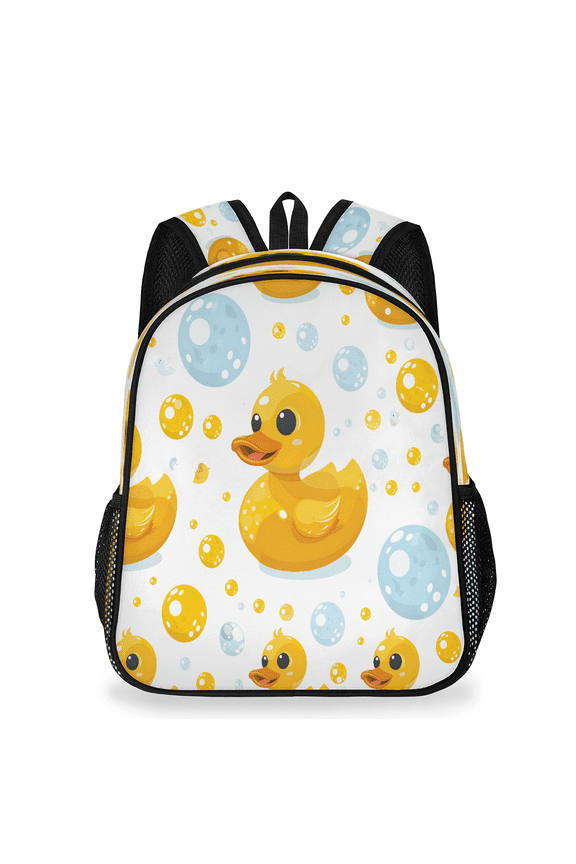 Adult Cute Yellow Rubber Duck Backpack, Casual Daypack with Adjustable Shoulder Straps, Bubbles Ducks Laptop Backpack for Work Travel Outdoor