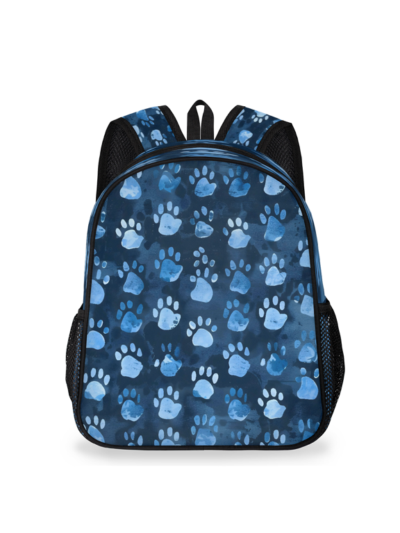 Adult Dog Paw Print Backpack, Casual Daypack with Adjustable Shoulder Straps, Watercolor Cat Paws Laptop Backpack for Work Travel Outdoor